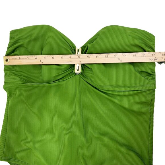 Green Plus Size 2X Strapless One-Piece Swimsuit W/Detachable Straps Gold Accent - Picture 5 of 8